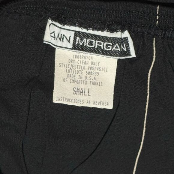 1990s Vintage Wrap Midi Skirt Abstract Stripe Print Womens Sz Small Black Cream - Picture 6 of 9